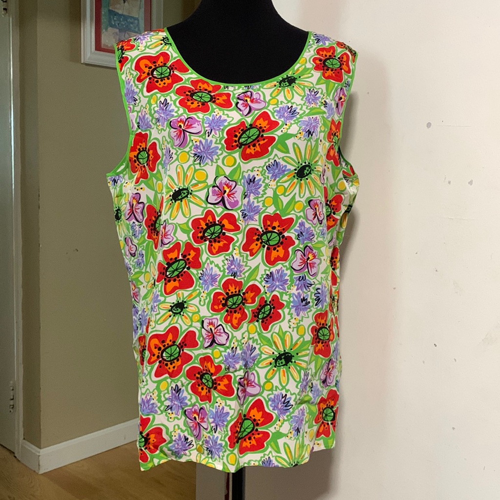 Bob Mackie Wearable Art Misses 100% Silk Tank Top Size Large